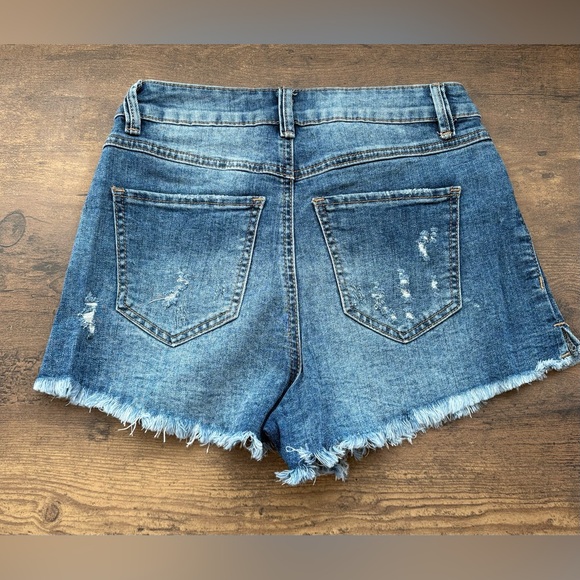 Fashion Nova Classic Blue Ripped Jean Denim Shorts - Picture 4 of 7